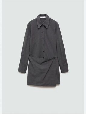 🩶Mango Dark Gray Long Sleeve Shirt Dress